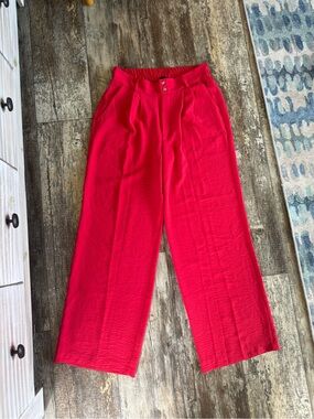 2 for $20 sale: Tullea red pull-on wide leg crepe trouser pants with pockets - L